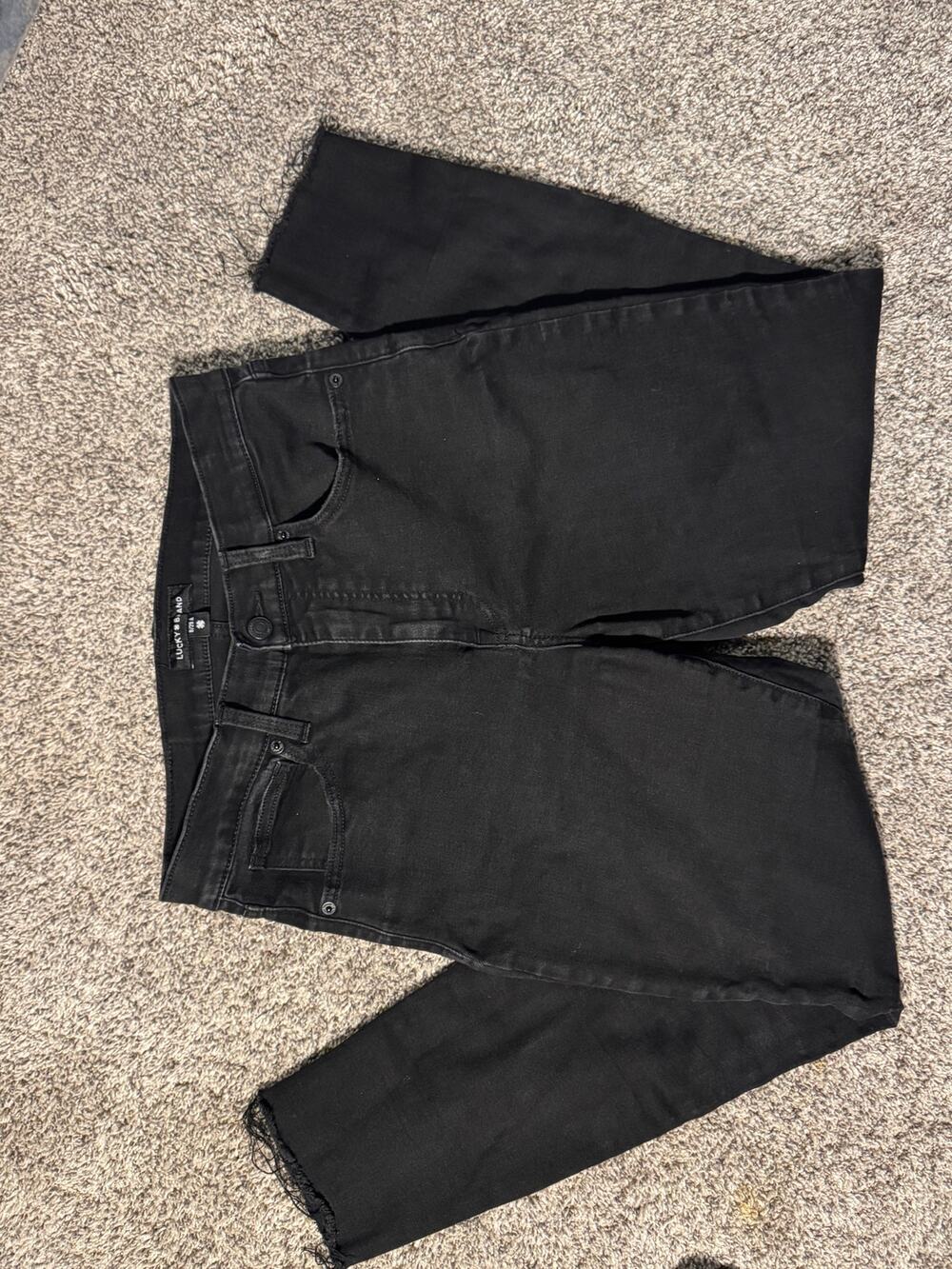 Lucky Brand Women's Black High Rise Skinny Jeans Raw Hem Size 8/29